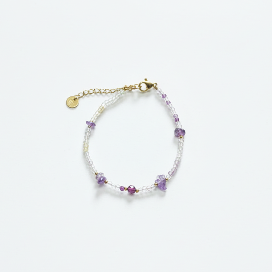 Wisdom | Amethyst & Fluorite Gemstone Energy Bracelet