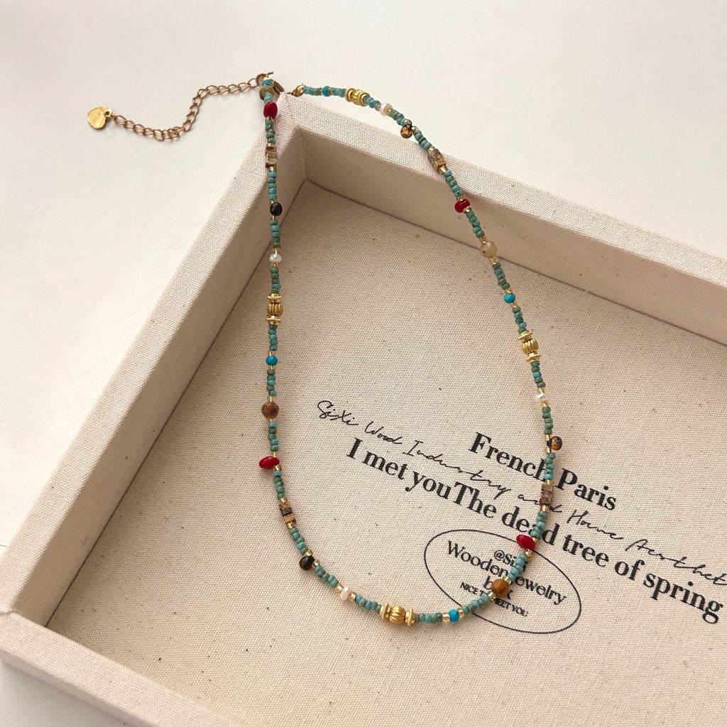 Desert Mosaic | Natural Turquoise Beaded Bracelet - Charmé Studio
