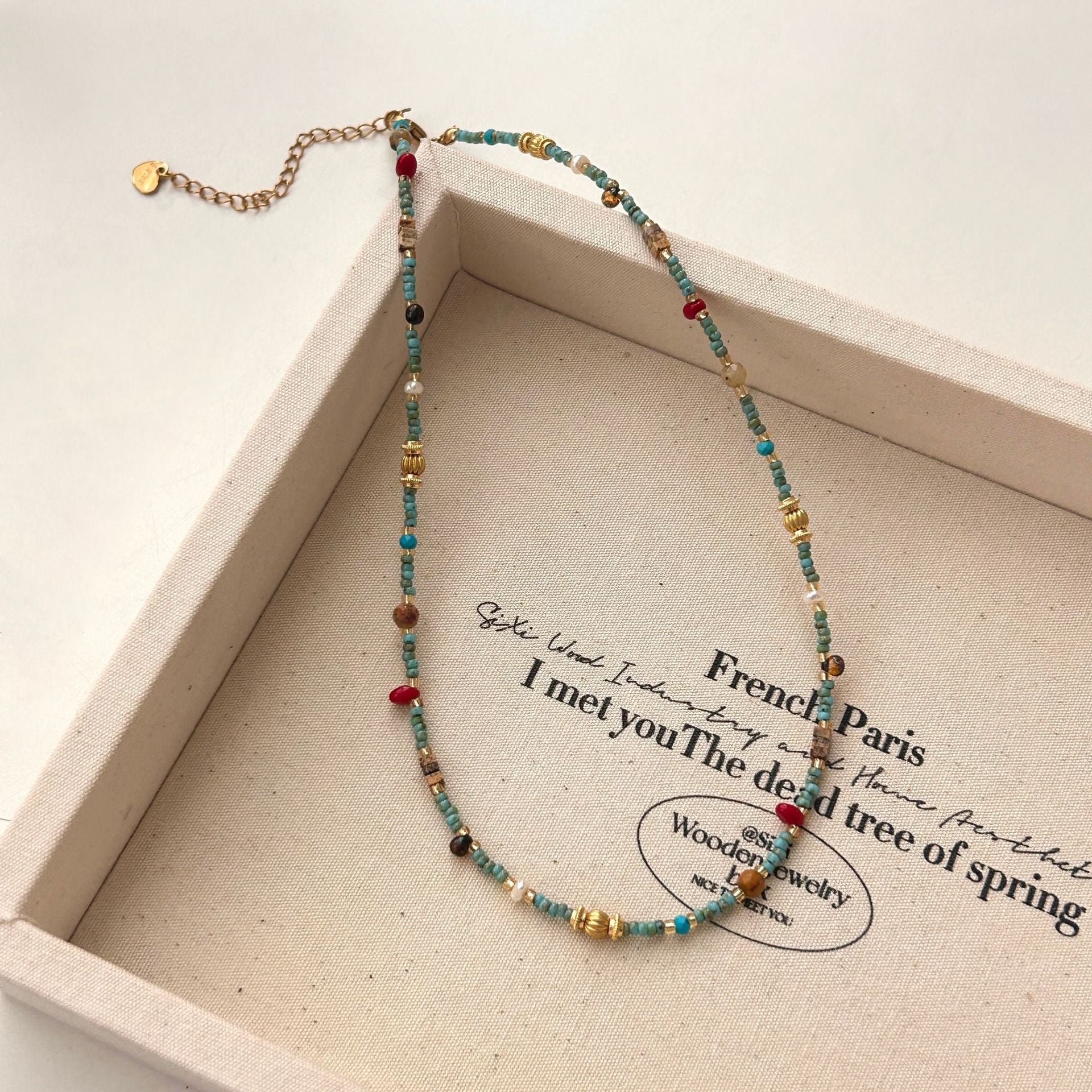 Desert Mosaic | Natural Turquoise Beaded Bracelet - Charmé Studio