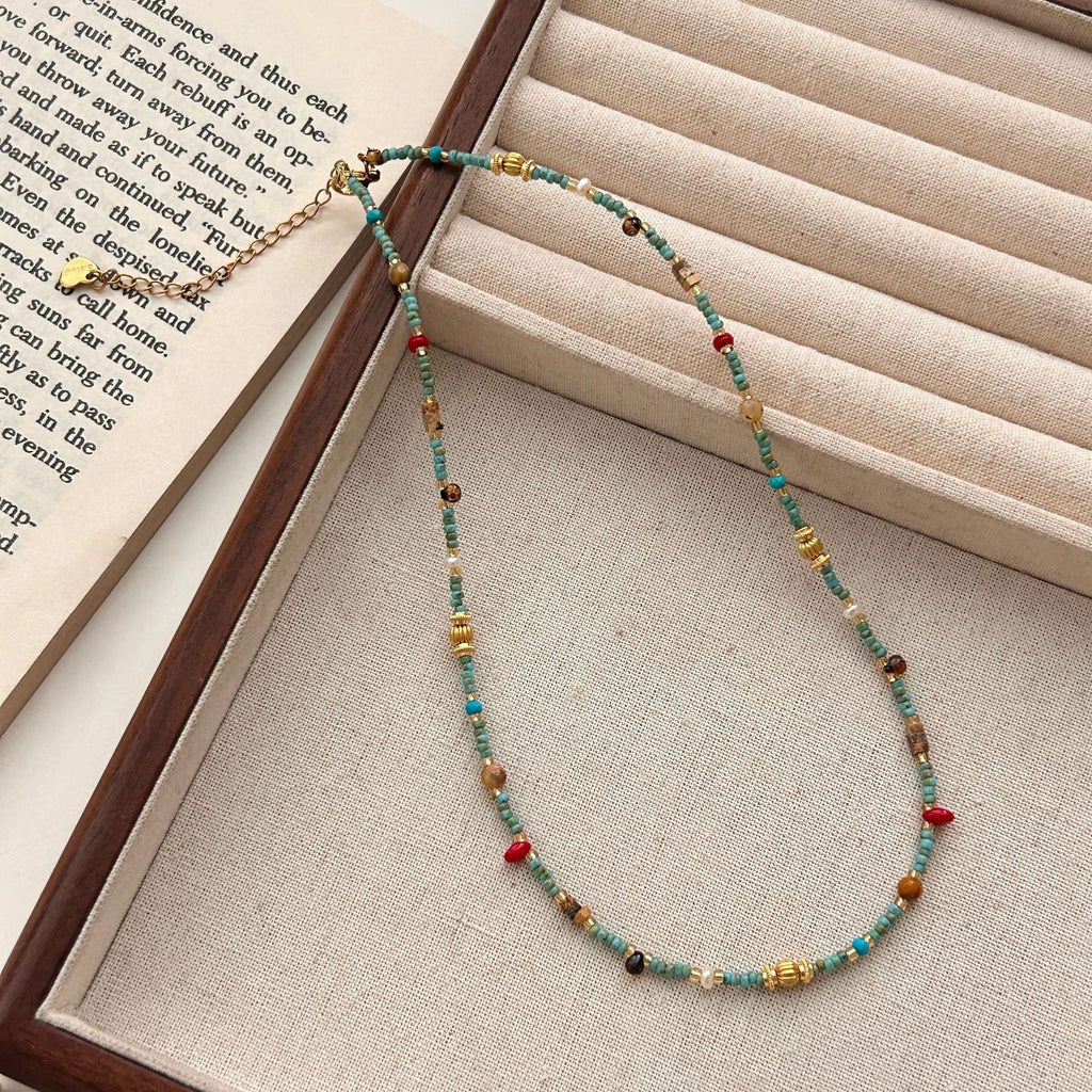 Desert Mosaic | Natural Turquoise Beaded Bracelet - Charmé Studio