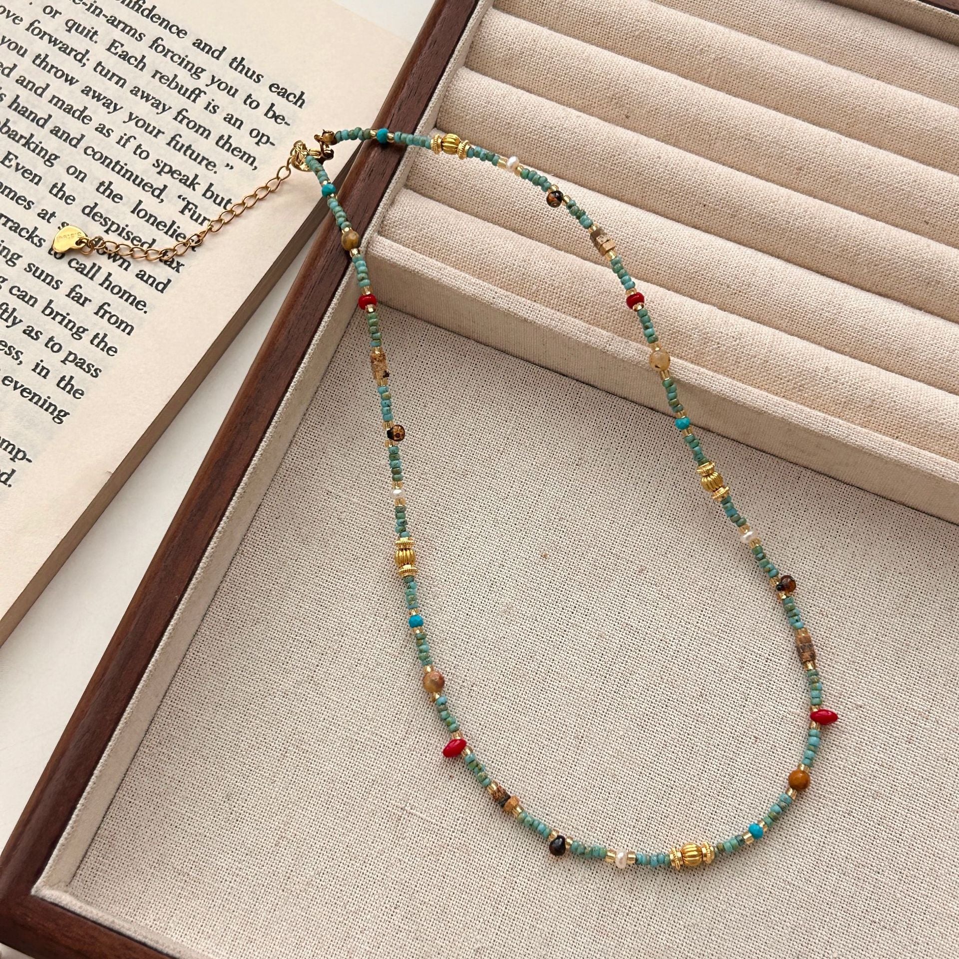 Desert Mosaic | Natural Turquoise Beaded Bracelet - Charmé Studio