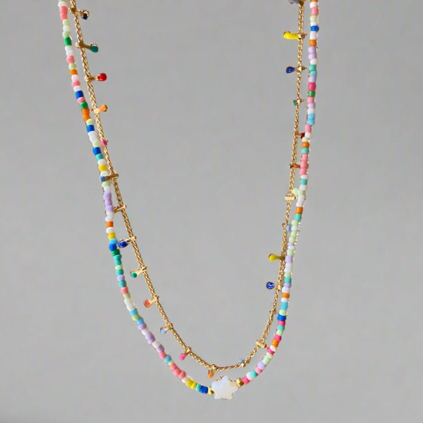 Starlight Carnival Necklace Set | Dainty Summer Jewelry | Colorful Layered Choker | Sweet and Edgy Dopamine Necklace - Charmé Studio