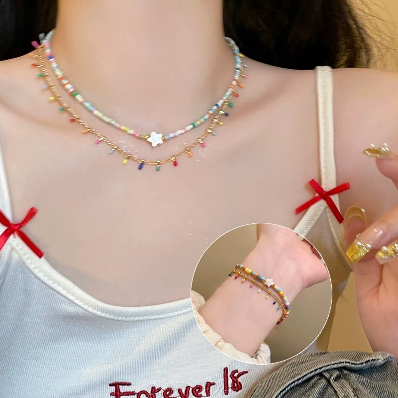 Starlight Carnival Necklace Set | Dainty Summer Jewelry | Colorful Layered Choker | Sweet and Edgy Dopamine Necklace - Charmé Studio